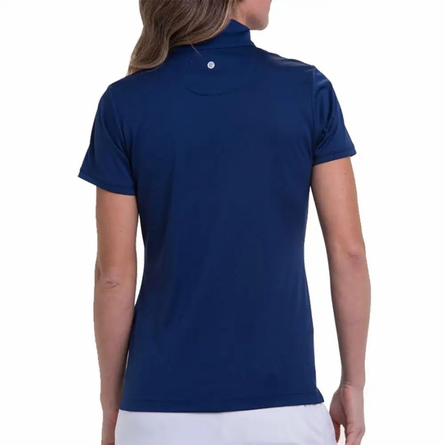 Clothes * | Ep Ny Ep New York Convertible Zip Mock Inky Womens Short Sleeve Golf Polo Inky 4060