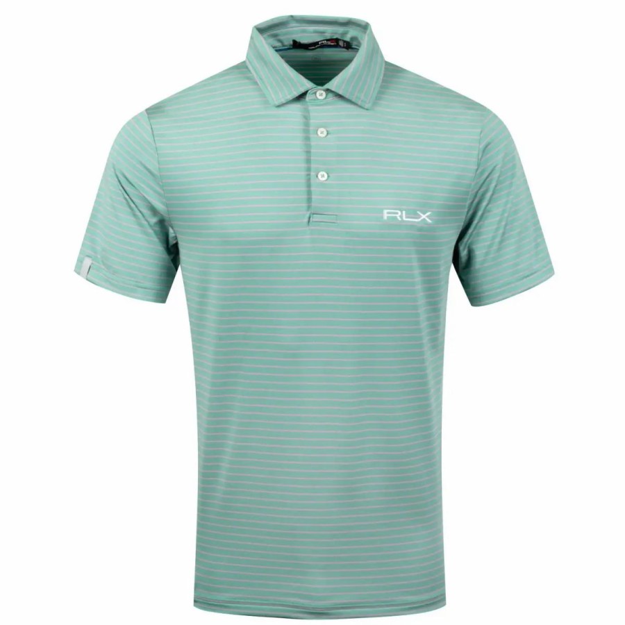 Clothes * | Polo Ralph Lauren Rlx Striped Lightweight Airflow Essex Green Mens Golf Polo Essex Grn/Av P