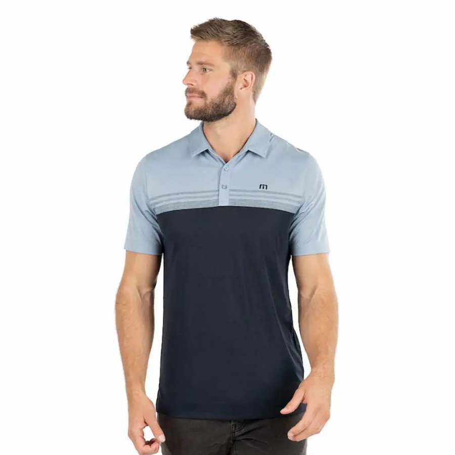 Clothes * | Travismathew Chock A Block Faded Denim Mens Golf Polo Fade Denim 4Fdd