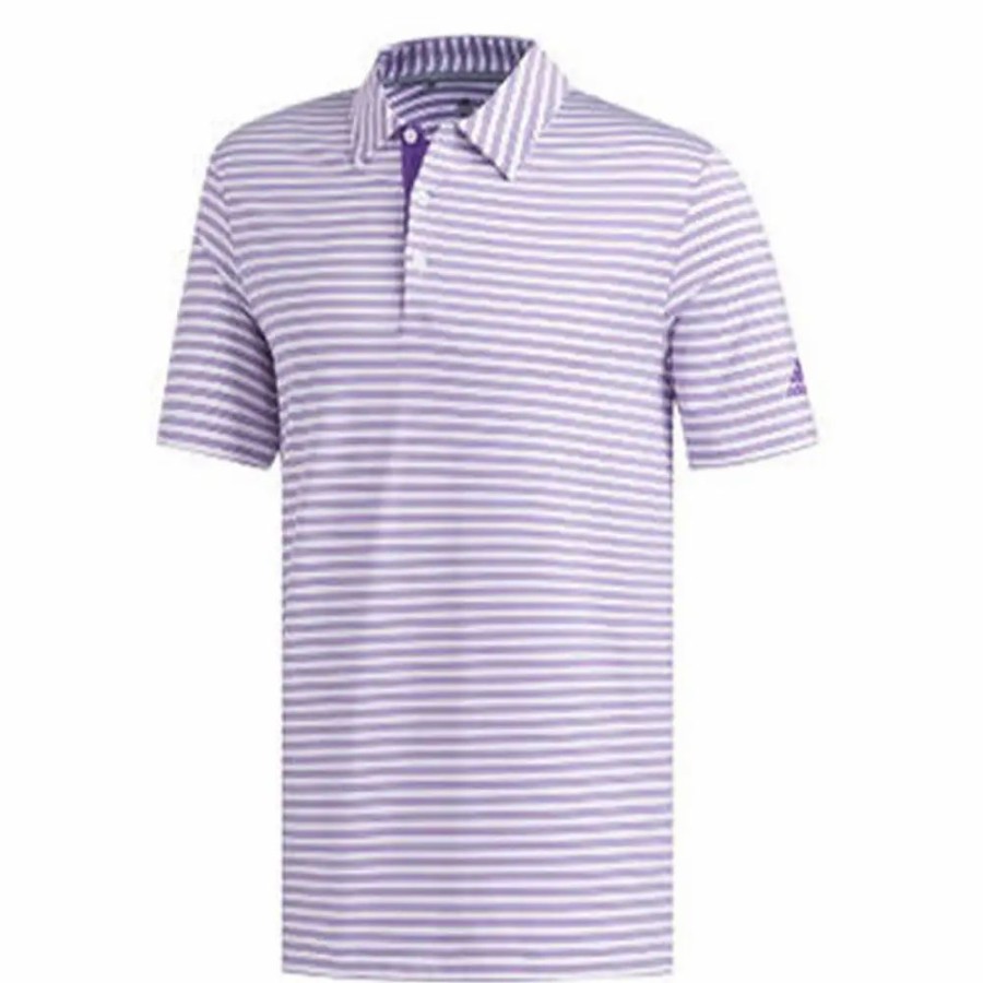 Clothes * | Adidas Golf Adidas Ultimate365 Two Color Stripe Mens Golf Polo White/Act Purpl