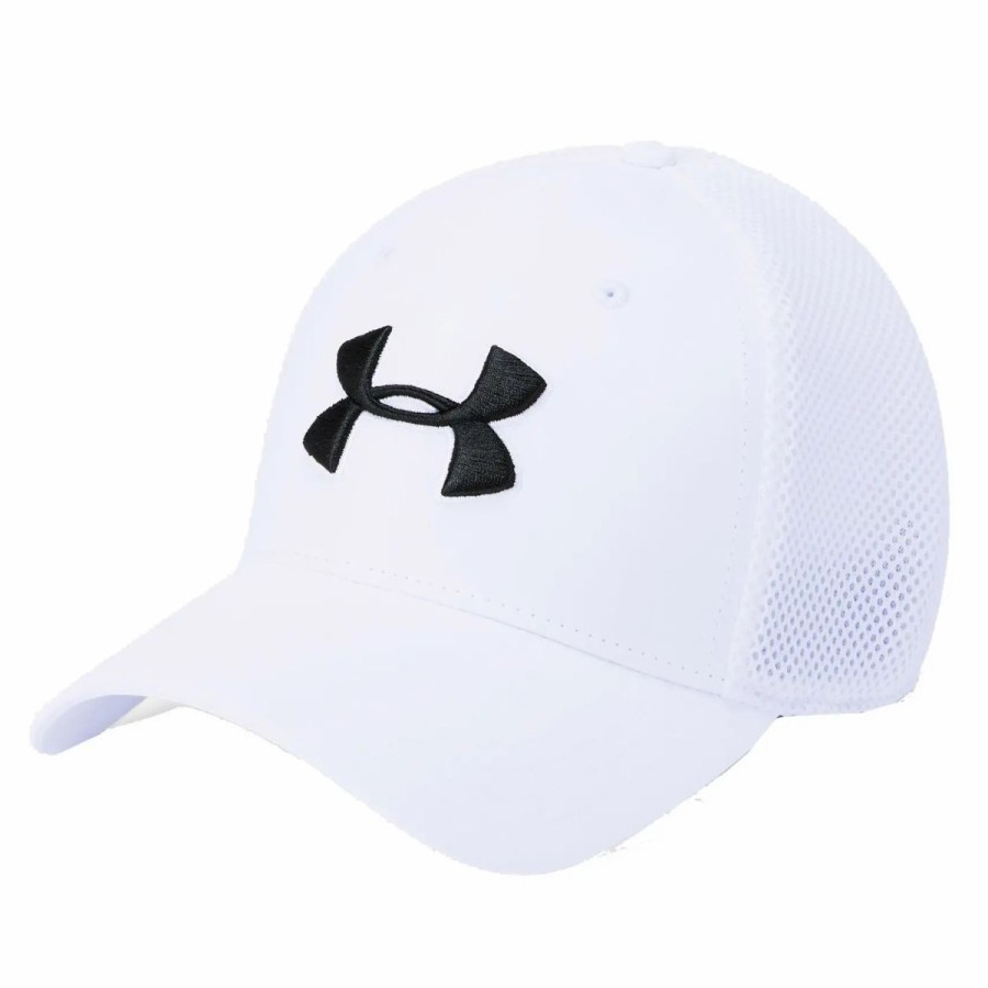 Accessories * | Under Armour Microthread Mesh Mens Golf Hat White 100