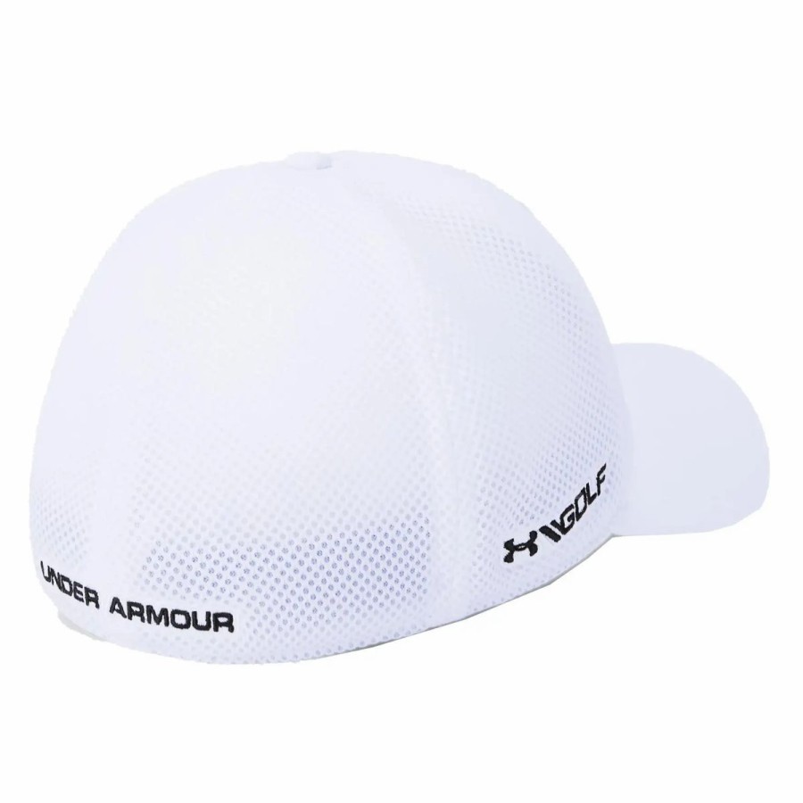 Accessories * | Under Armour Microthread Mesh Mens Golf Hat White 100