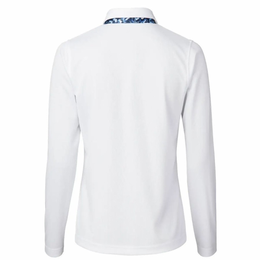 Clothes * | Daily Sports Alleja White Womens Long Sleeve Golf Polo White 100