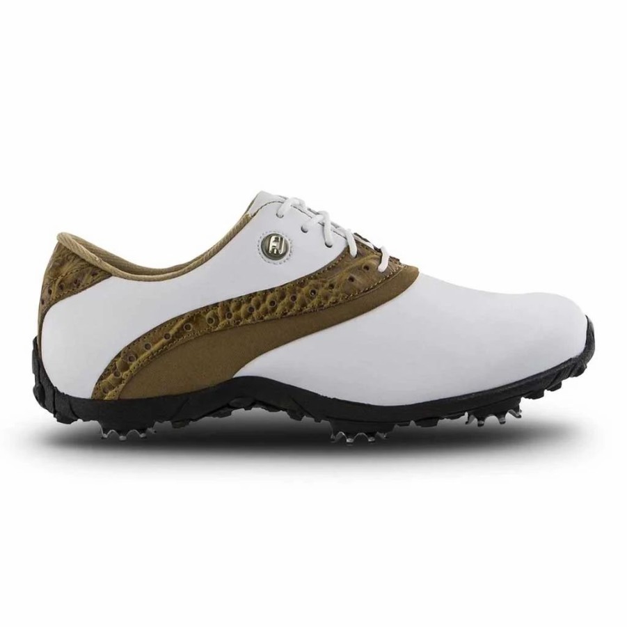 Shoes * | Footjoy Lopro Collection White Brown Womens Golf Shoes White/Brown