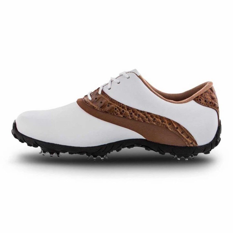 Shoes * | Footjoy Lopro Collection White Brown Womens Golf Shoes White/Brown