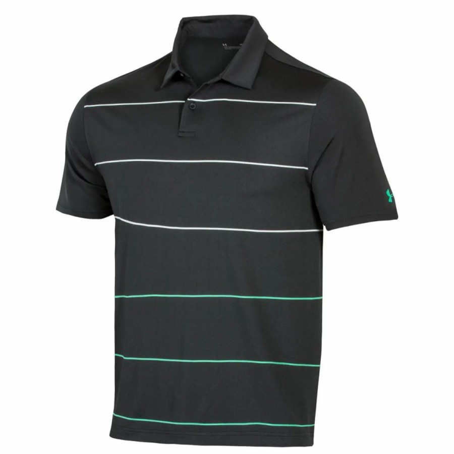 Clothes * | Under Armour Performance Target Stripe Mens Golf Polo 999 Black