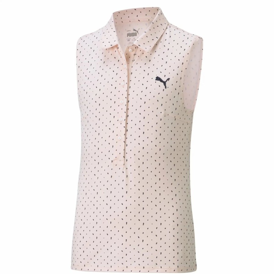 Kids Golf * | Puma Golf Puma Cloudspun Polka Girls Sleeveless Golf Polo