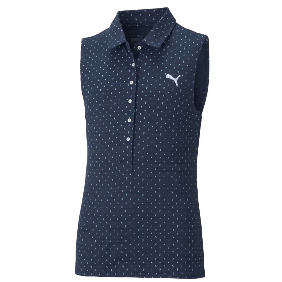 Kids Golf * | Puma Golf Puma Cloudspun Polka Girls Sleeveless Golf Polo