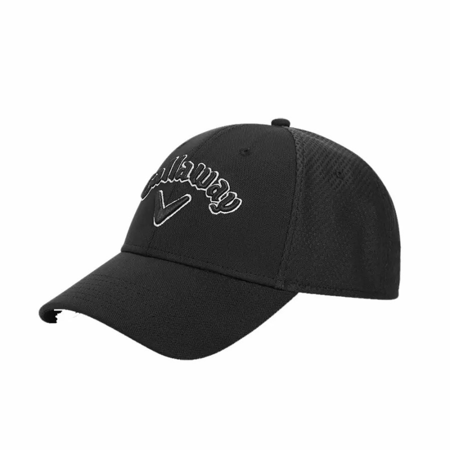 Accessories * | Callaway Mesh Fitted Black Charcoal Mens Cap Blk/Blk/Chcl