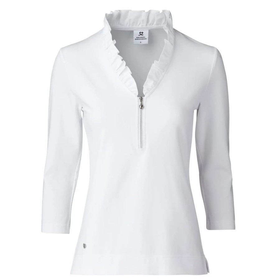 Clothes * | Daily Sports Patrice 3/4 Sleeve White Womens Golf Polo White 100