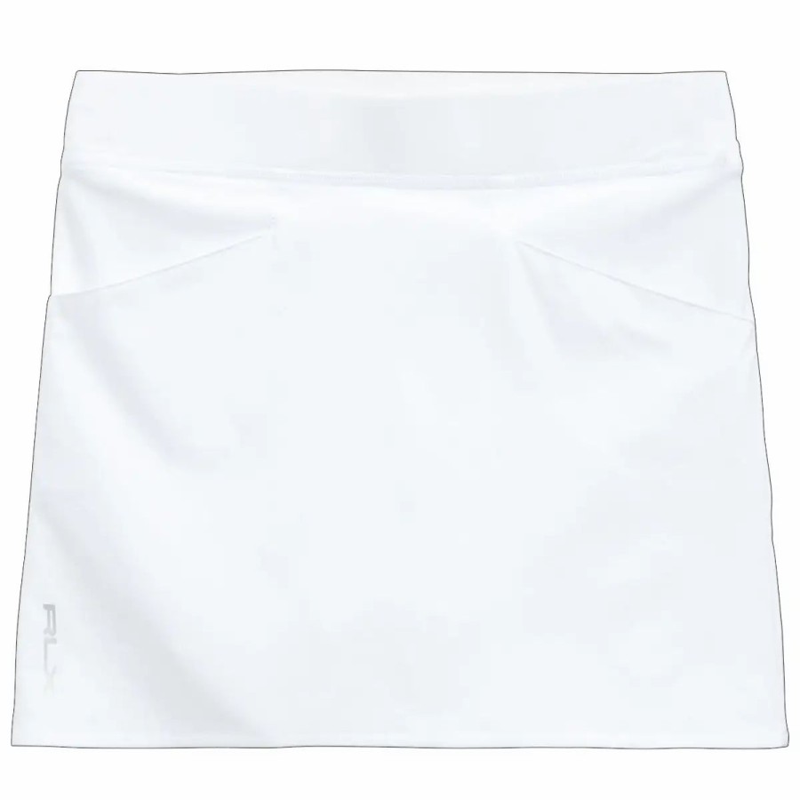 Kids Golf * | Polo Ralph Lauren Polo Golf Ralph Lauren Aim Solid White Girls Golf Skort Pure White