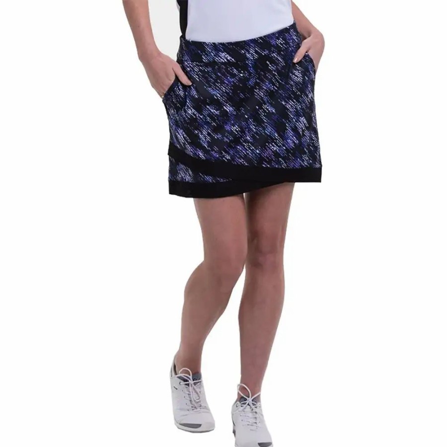 Clothes * | Ep Ny Ep New York Texture Print Black Multi 17.5In Womens Golf Skort Black Multi 003