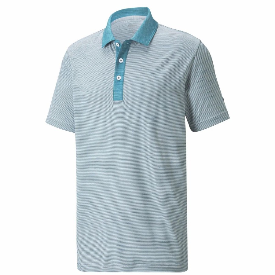 Clothes * | Puma Golf Puma Cloudspun Legend Mens Golf Polo Blue Coral 17