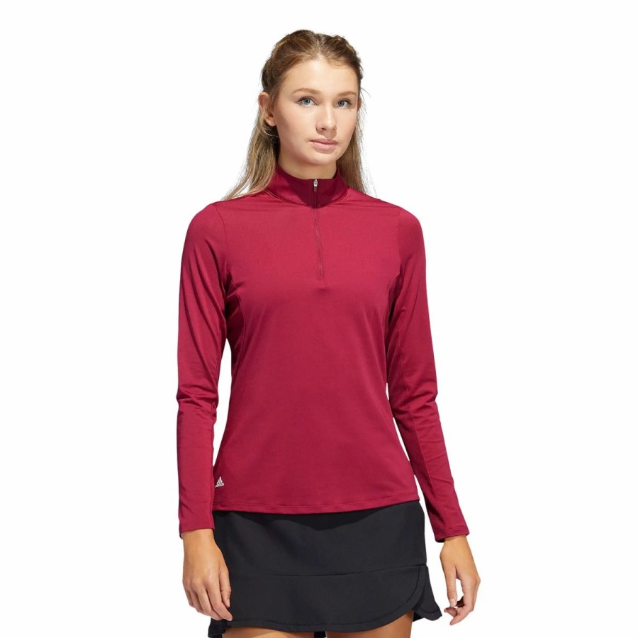 Clothes * | Adidas Golf Adidas Ultimate365 Womens Golf 1/2 Zip Legacy Burgundy