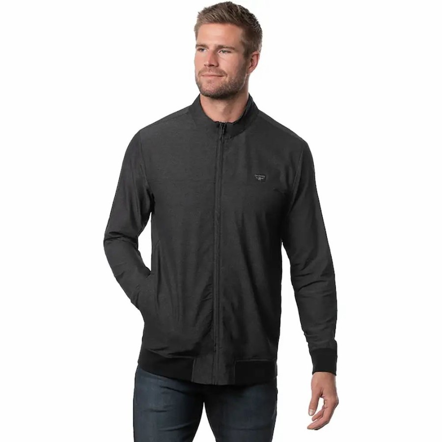 Clothes * | Travismathew Private Parking Mens Golf Jacket Hthr Black 0Hbl