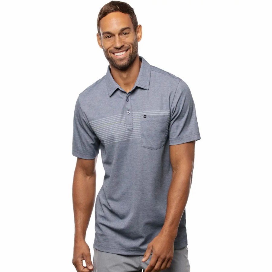 Clothes * | Travismathew Happy Returns Mens Golf Polo Hthr Sargss Sea