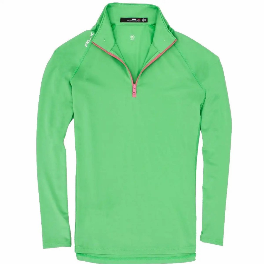 Clothes * | Polo Ralph Lauren Rlx Uv Protection Force Green Womens 1/4 Zip Golf Pullover Forc Grn/Pnk