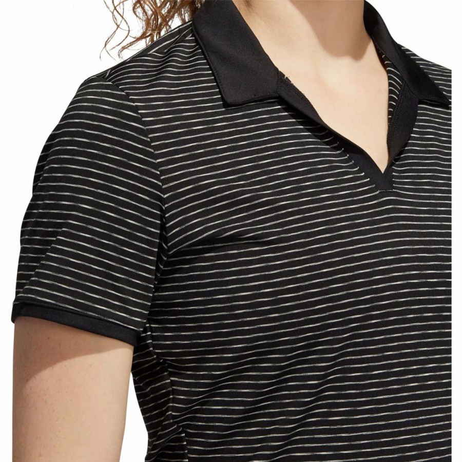 Clothes * | Adidas Golf Adidas Ultimate365 Space-Dyed Striped Womens Golf Polo Black