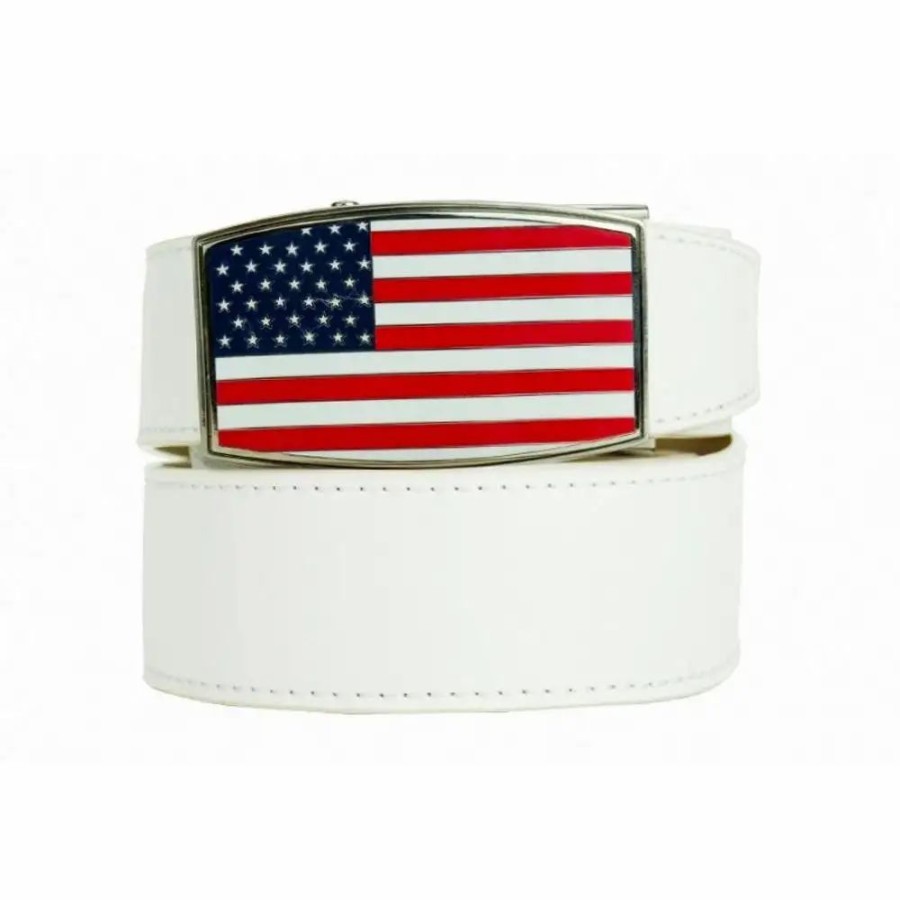 Clothes * | Nexbelt Usa Heritage Aston White Ratchet Mens Belt