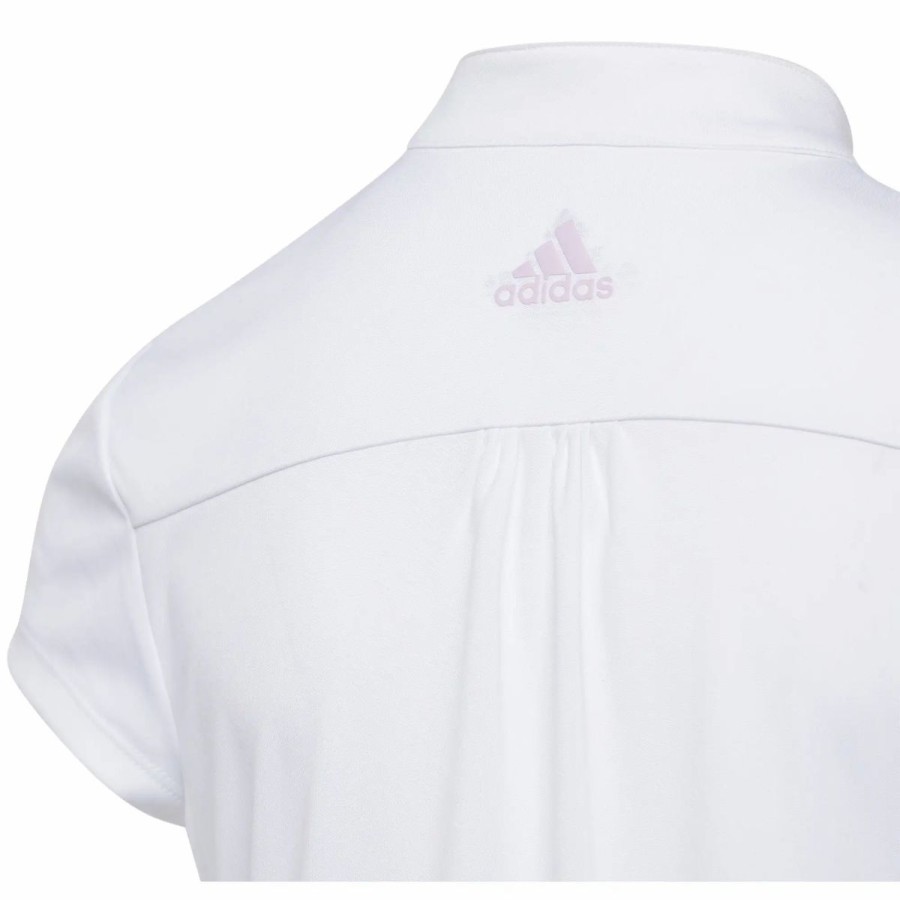 Kids Golf * | Adidas Golf Adidas Heat.Rdy Mock Girls Golf 1/4 Zip White/Lilac 100