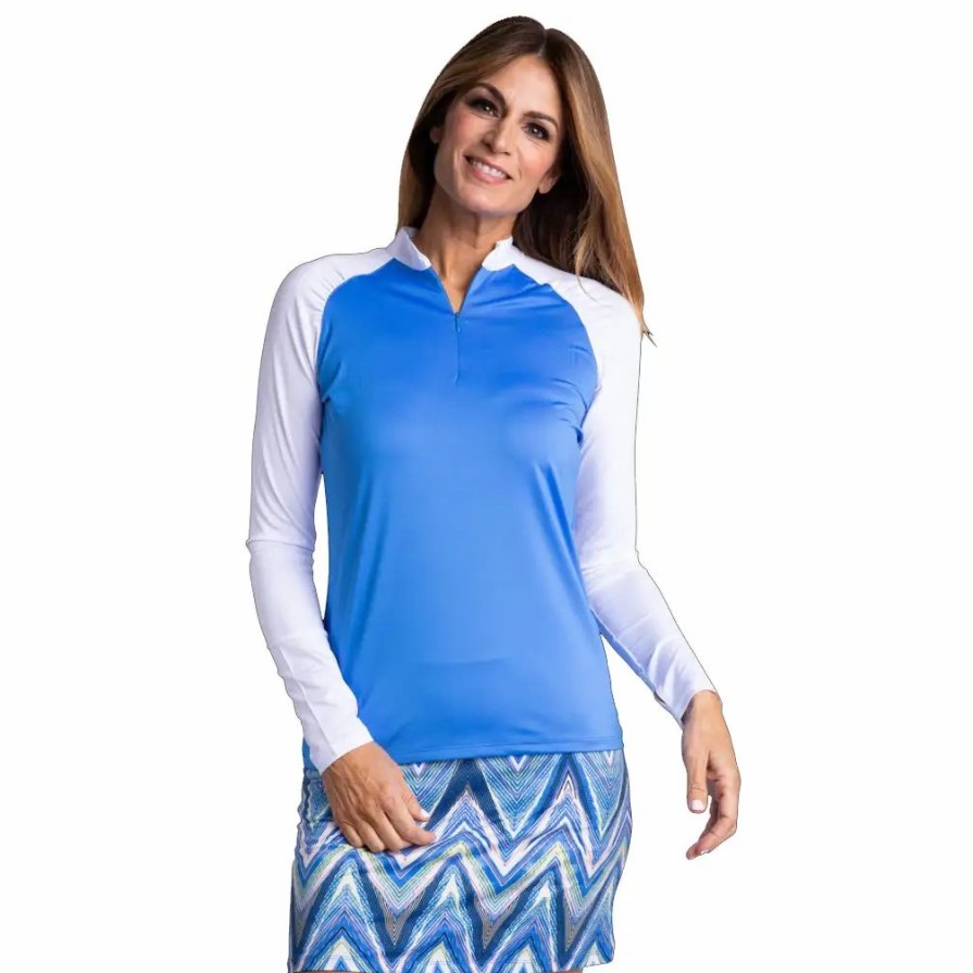 Clothes * | Sport Haley Ali Womens Long Sleeve Golf Polo 461 Vista Blue