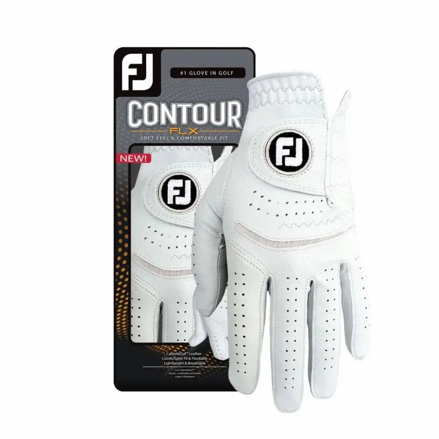 Accessories * | Footjoy Contour Flx Left Hand Regular White Womens Golf Glove Pearl