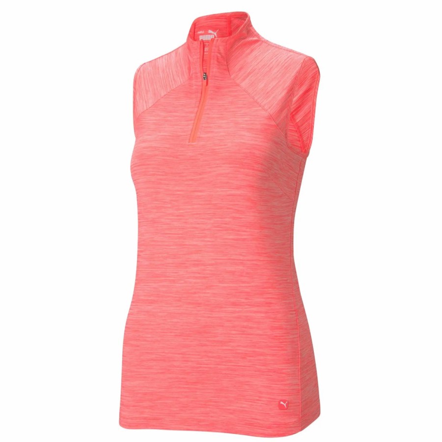 Clothes * | Puma Golf Puma Daily Mockneck Womens Sleeveless Golf Polo