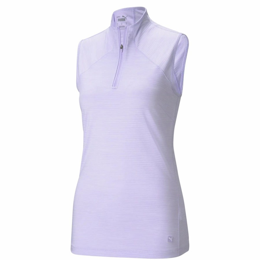 Clothes * | Puma Golf Puma Daily Mockneck Womens Sleeveless Golf Polo