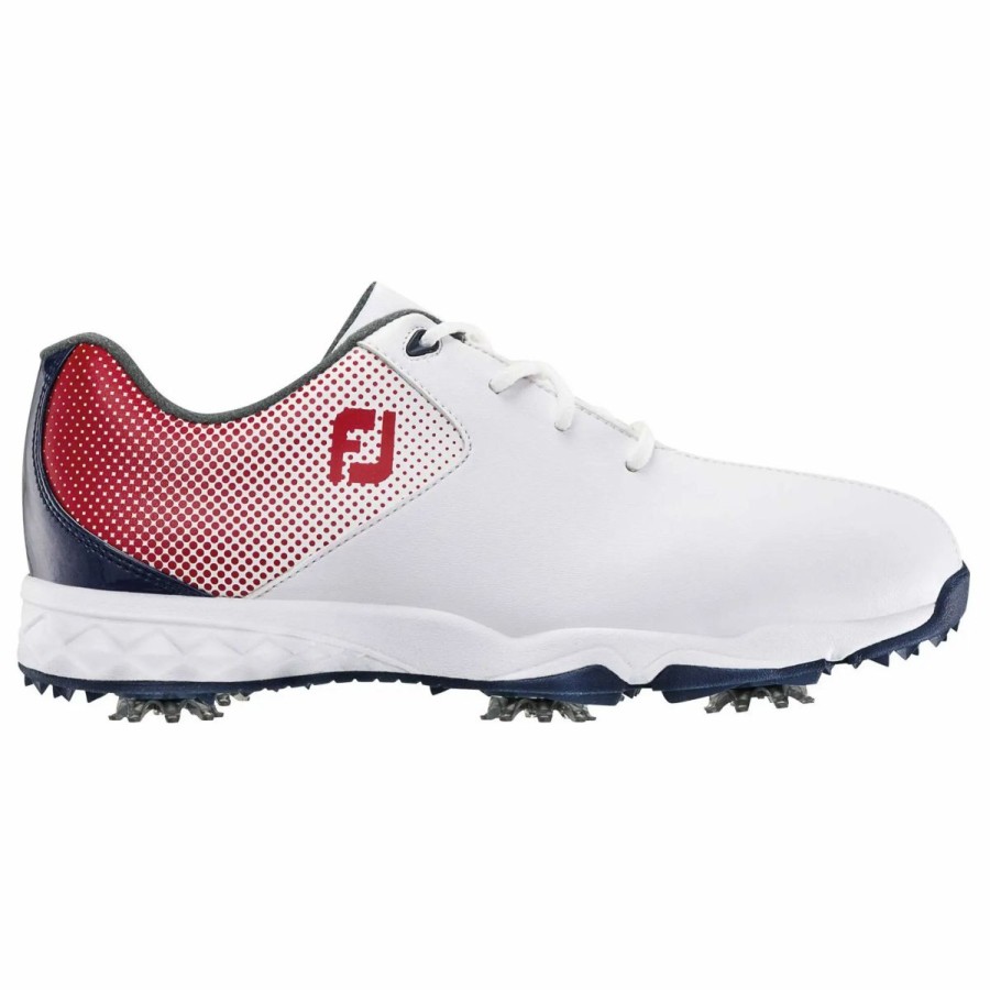 Kids Golf * | Footjoy D.N.A. Helix Boys Golf Shoes Wht/Red/Navy