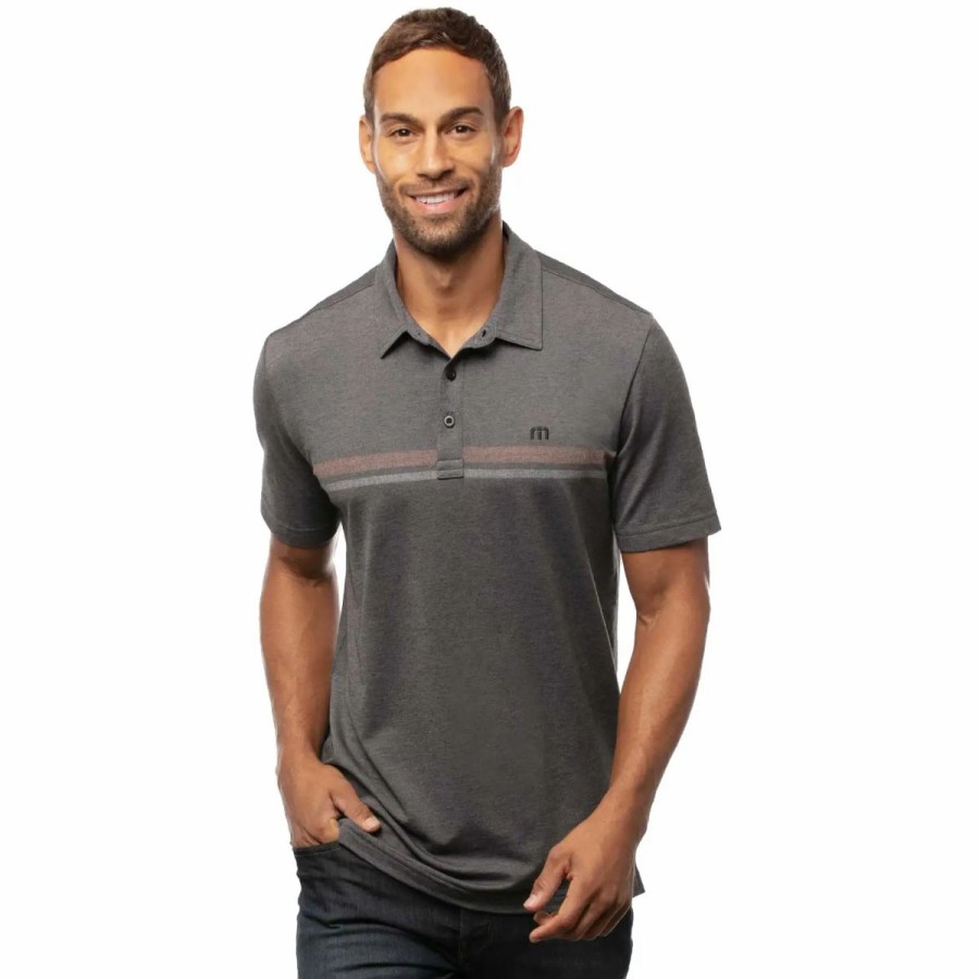 Clothes * | Travismathew Beach Buzz Heather Black Mens Golf Polo Hthr Black 0Hbl