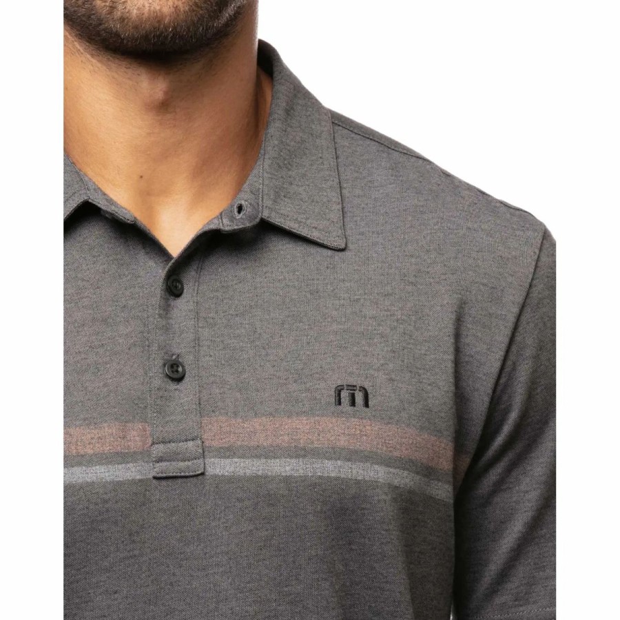 Clothes * | Travismathew Beach Buzz Heather Black Mens Golf Polo Hthr Black 0Hbl