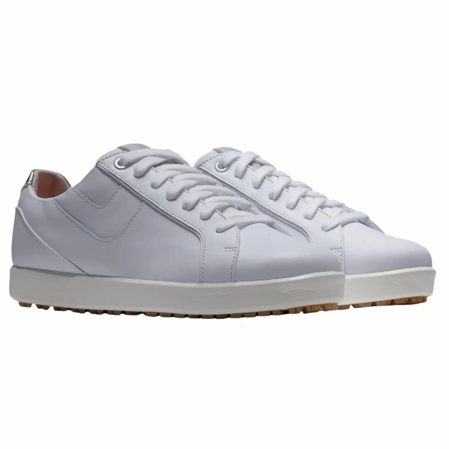 Shoes * | Footjoy Links Spikeless Womens Golf Shoes Wht/Wht/Bone