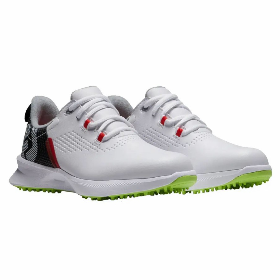 Kids Golf * | Footjoy Fuel Junior Golf Shoes Wht/Blk/Lime