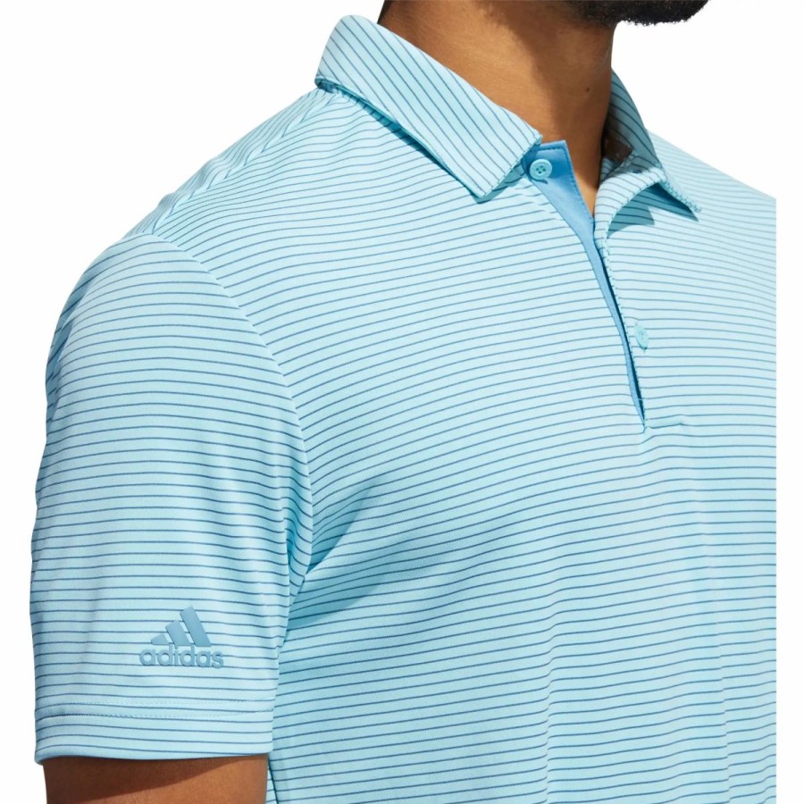 Clothes * | Adidas Golf Adidas Two-Color Club Stripe Mens Golf Polo Hazy Sky/H Blue