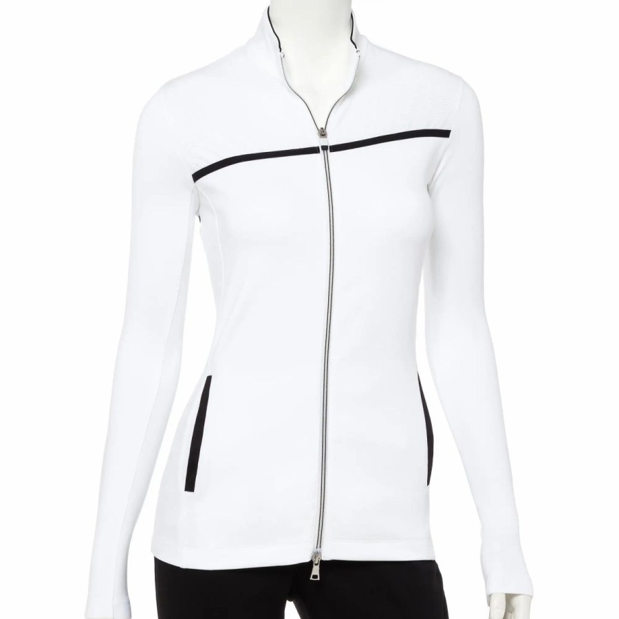 Clothes * | Ep Ny Work It Contrast Trim Womens Golf Jacket 113 White Multi