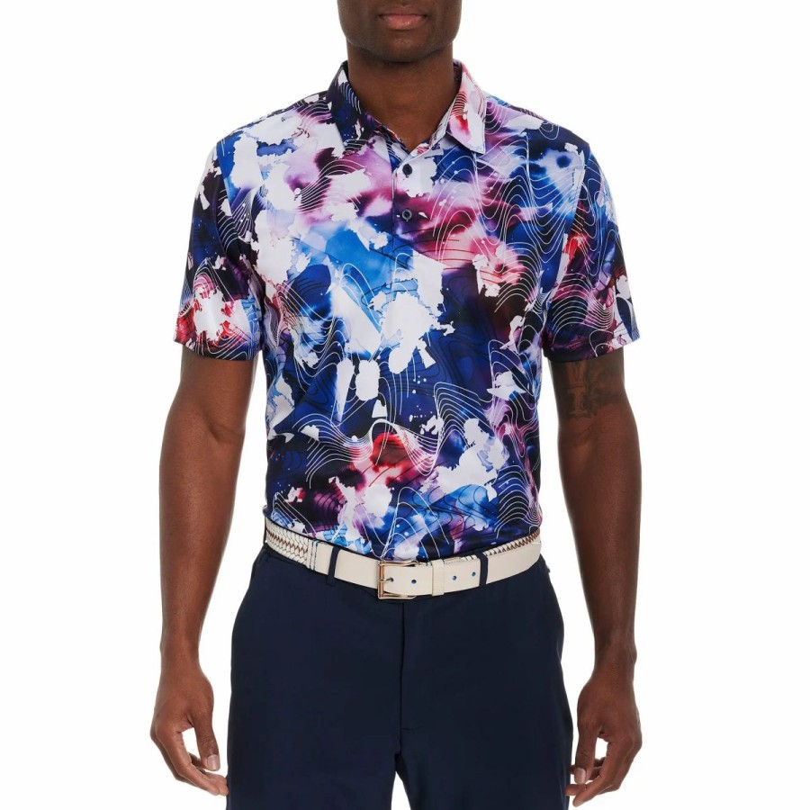 Clothes * | Robert Graham Rip Tide Knit Mens Golf Polo Multi