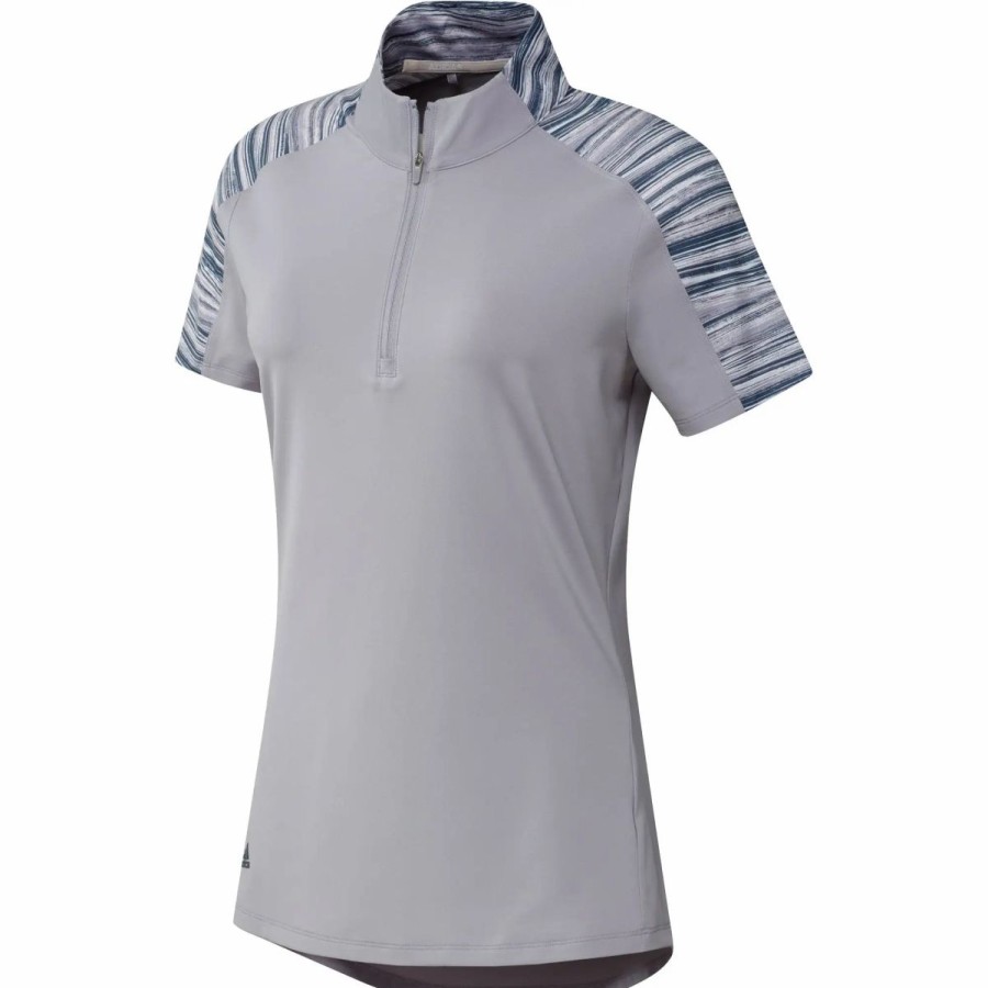 Clothes * | Adidas Golf Adidas Ultimate365 Printed Womens Short Sleeve Golf Polo Glory Grey