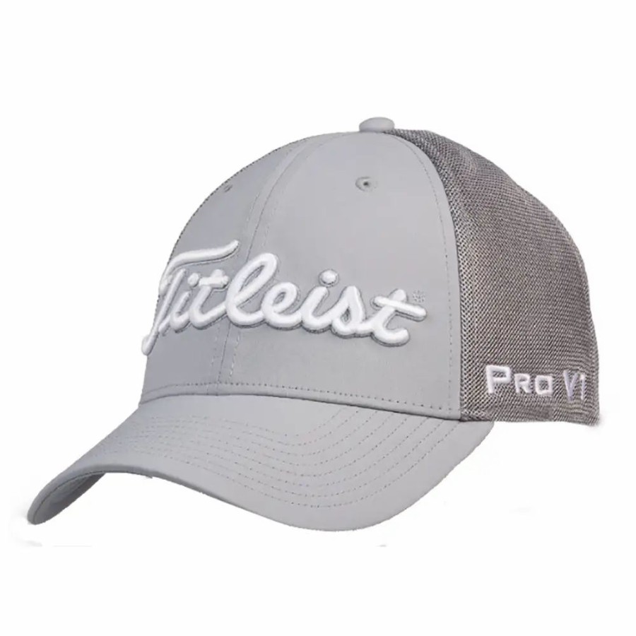 Accessories * | Titleist Tour Sports Mesh Pro V1 Gray Structured Hat