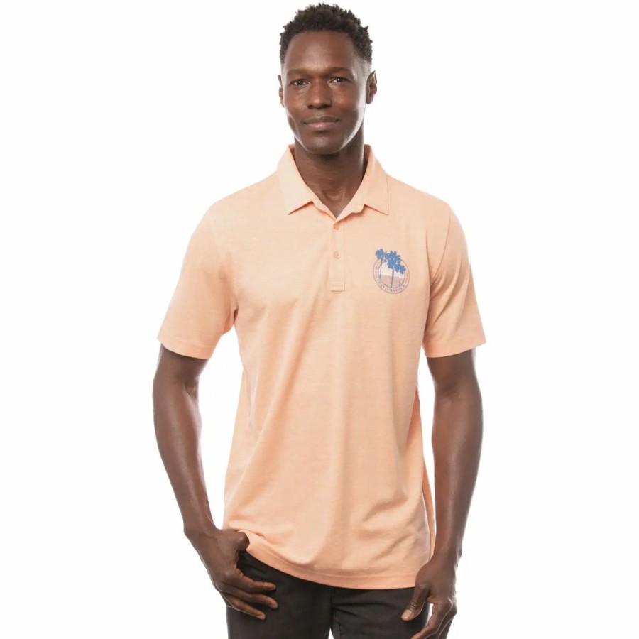 Clothes * | Travismathew Brogrammer Heather Autumn Sunset Mens Golf Polo Hthr Autm Sunst