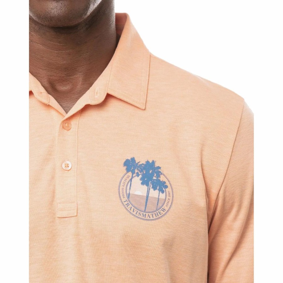 Clothes * | Travismathew Brogrammer Heather Autumn Sunset Mens Golf Polo Hthr Autm Sunst