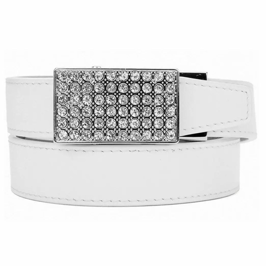 Clothes * | Nexbelt Sleek Crystal White Womens Belt