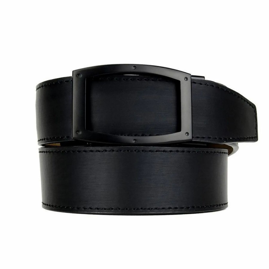 Clothes * | Nexbelt Apollo Black Stainless Black Ratchet Mens Belt