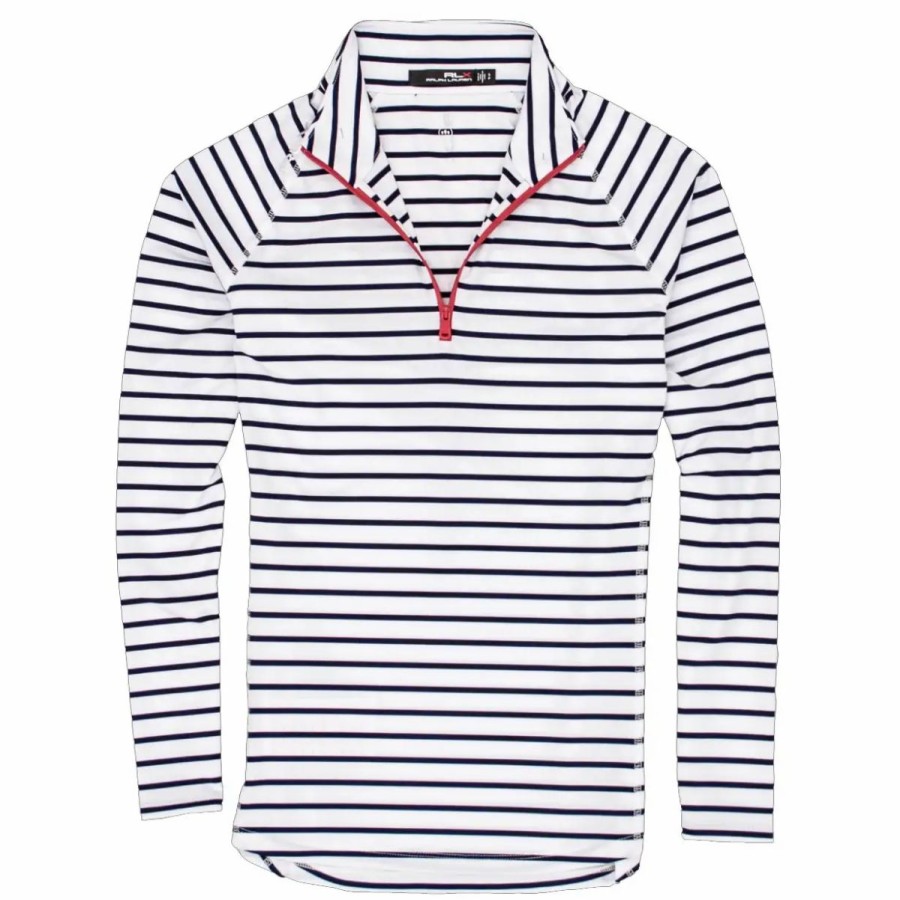 Clothes * | Polo Ralph Lauren Rlx Ralph Lauren Printed Uv Protection French Navy Strtipe Womens Golf 1/4 Zip Frch Nvy Stripe