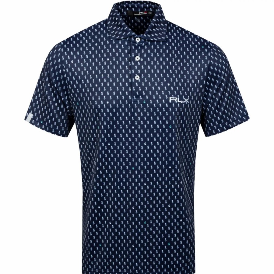 Clothes * | Polo Ralph Lauren Rlx Ralph Lauren Printed Lightweight Airflow Punchy Pineapples Mens Golf Polo F Nvy/P Pineapl