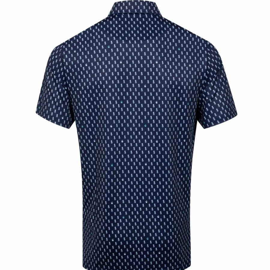 Clothes * | Polo Ralph Lauren Rlx Ralph Lauren Printed Lightweight Airflow Punchy Pineapples Mens Golf Polo F Nvy/P Pineapl