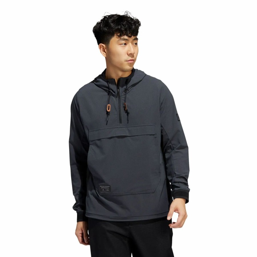 Clothes * | Adidas Golf Adidas Adicross Anorak Mens Golf 1/2 Zip Carbon