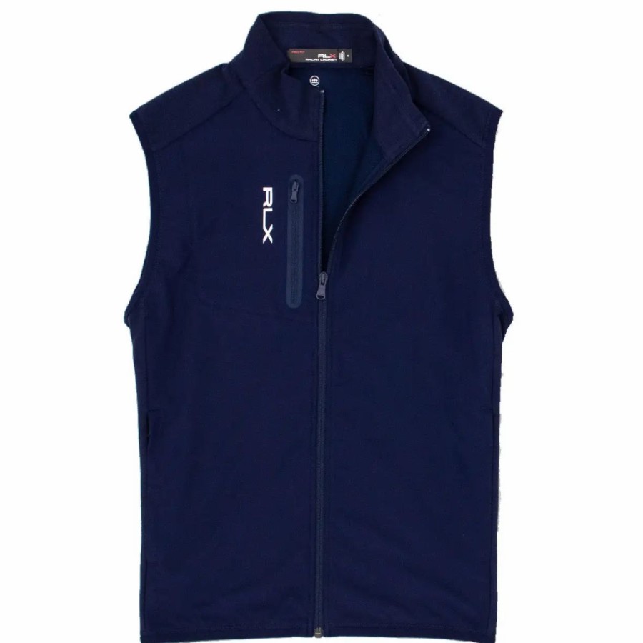 Clothes * | Polo Ralph Lauren Rlx Techy Terry French Navy Mens Golf Vest French Navy 001