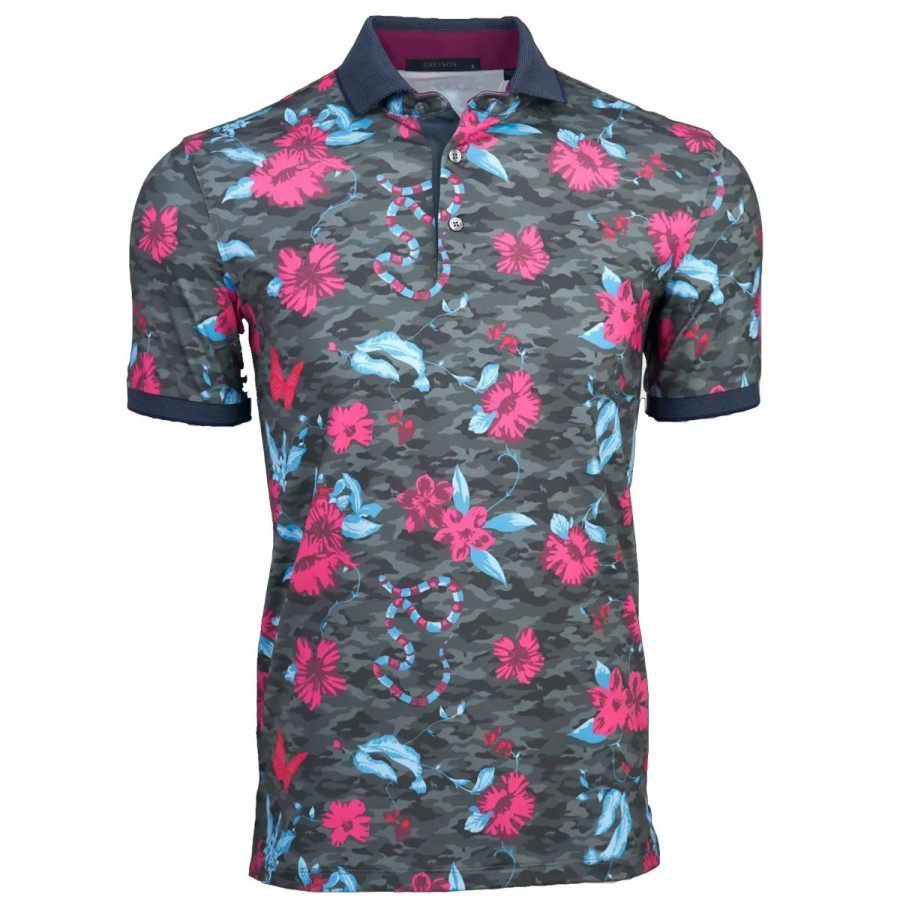 Clothes * | Greyson American Beauty Mens Golf Polo Scareb 080