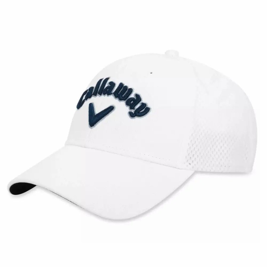 Accessories * | Callaway Mesh Fitted Mens Golf Hat Wht/Nvy/Silver