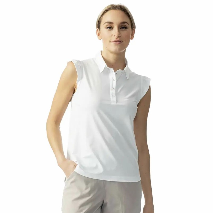 Clothes * | Daily Sports Amelie White Womens Sleeveless Golf Polo White 100